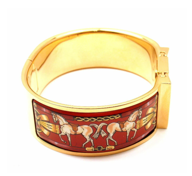 Hermes Loquet Red Horse Equestrian Motif Bangle
