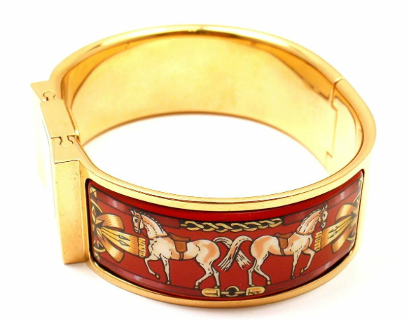 Hermes Loquet Red Horse Equestrian Motif Bangle