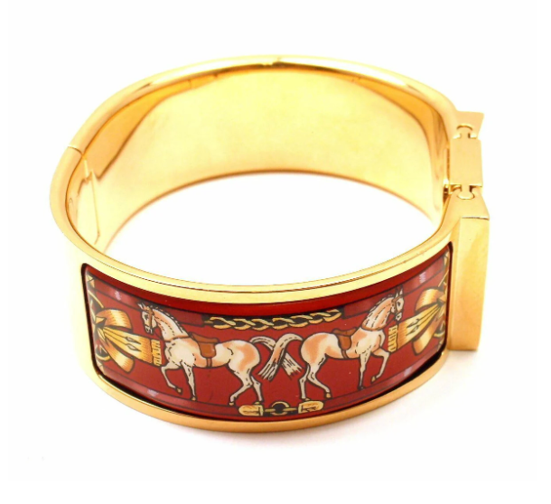Hermes Loquet Red Horse Equestrian Motif Bangle