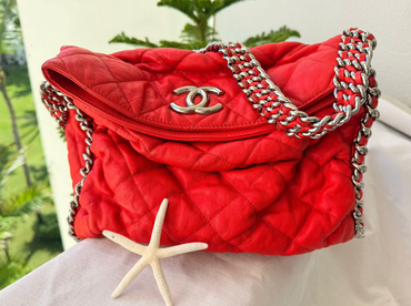 Chanel Red Chain Around Bag