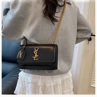 YSL Saint Laurent Black Leather Sunset Shoulder Bag - SOLD